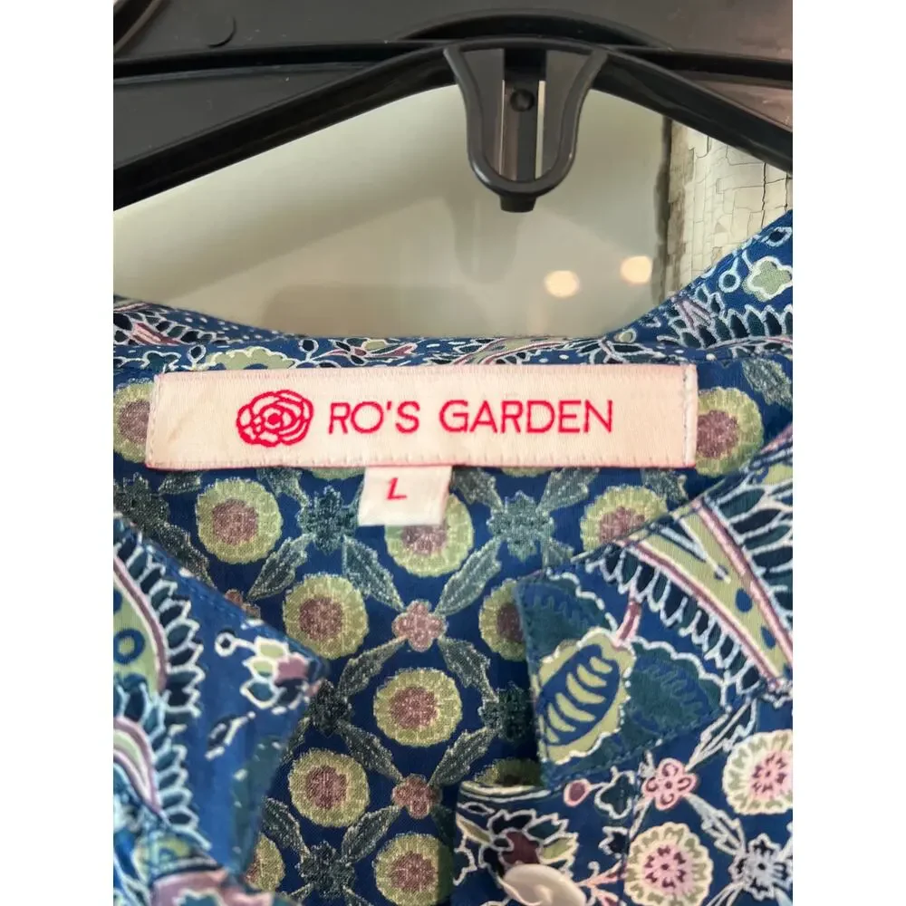 Ro’s Garden size large floral cotton midi dress - Picture 3 of 4